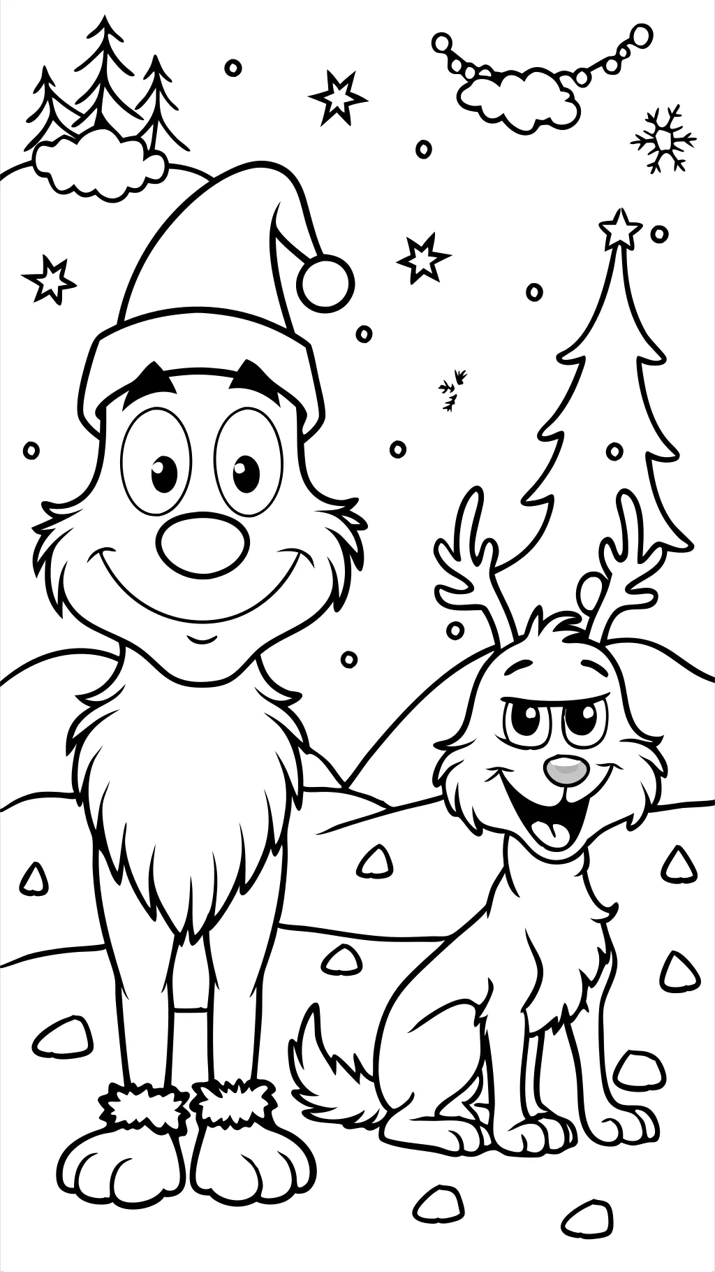 grinch and max coloring page